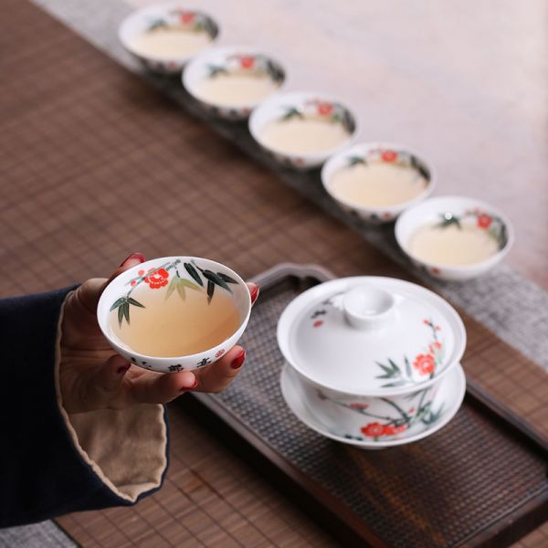 高节盖碗茶具/套