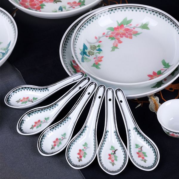 水点桃花55头餐具/件