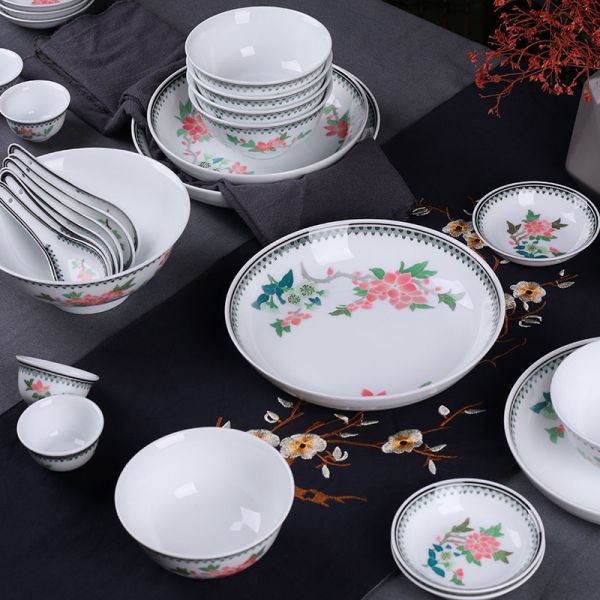 水点桃花55头餐具/件