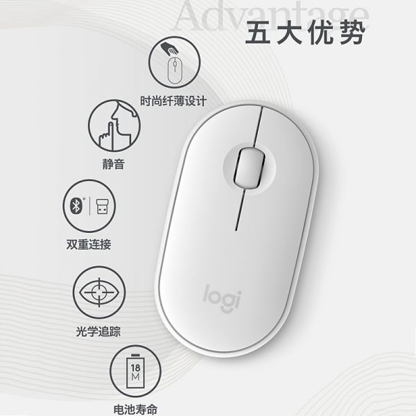 鼠标Pebble（无线）白/个