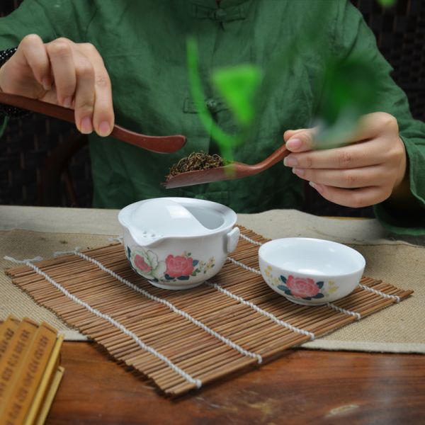 月季花旅行茶具/套
