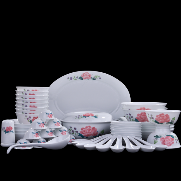 双面芙蓉花36头餐具（皮盒）/件